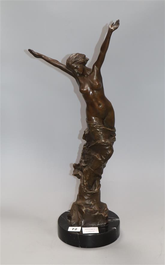 A bronze female nude, signed C. Ruben height 57cm